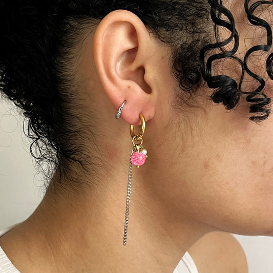 Boucle d'oreille - Perle rose