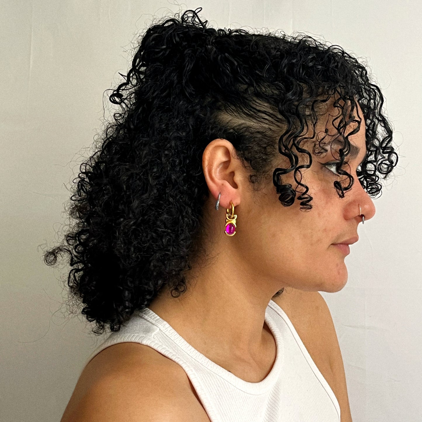 Boucle d'oreille - Pendentif rose