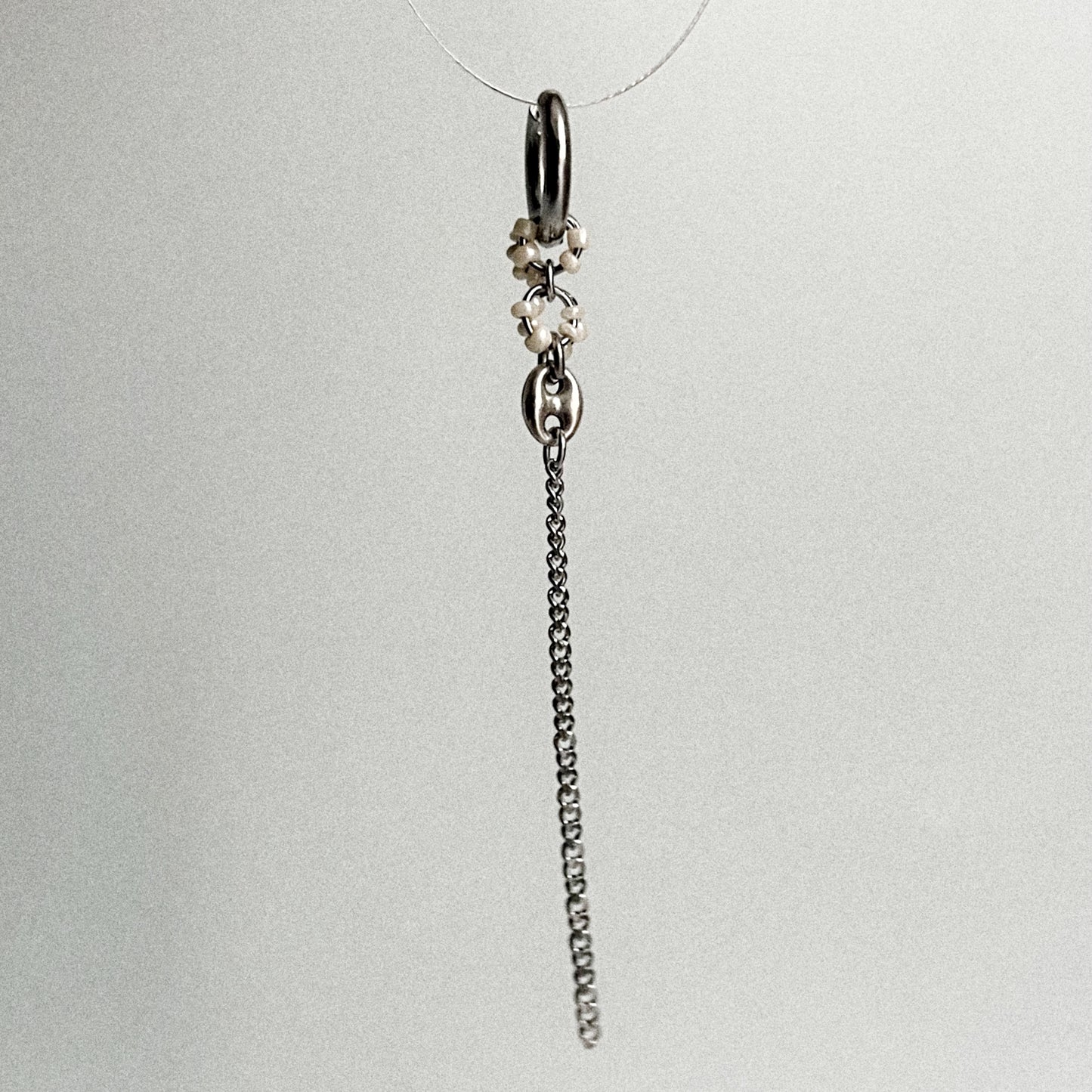 Boucle d'oreille - Perles beige