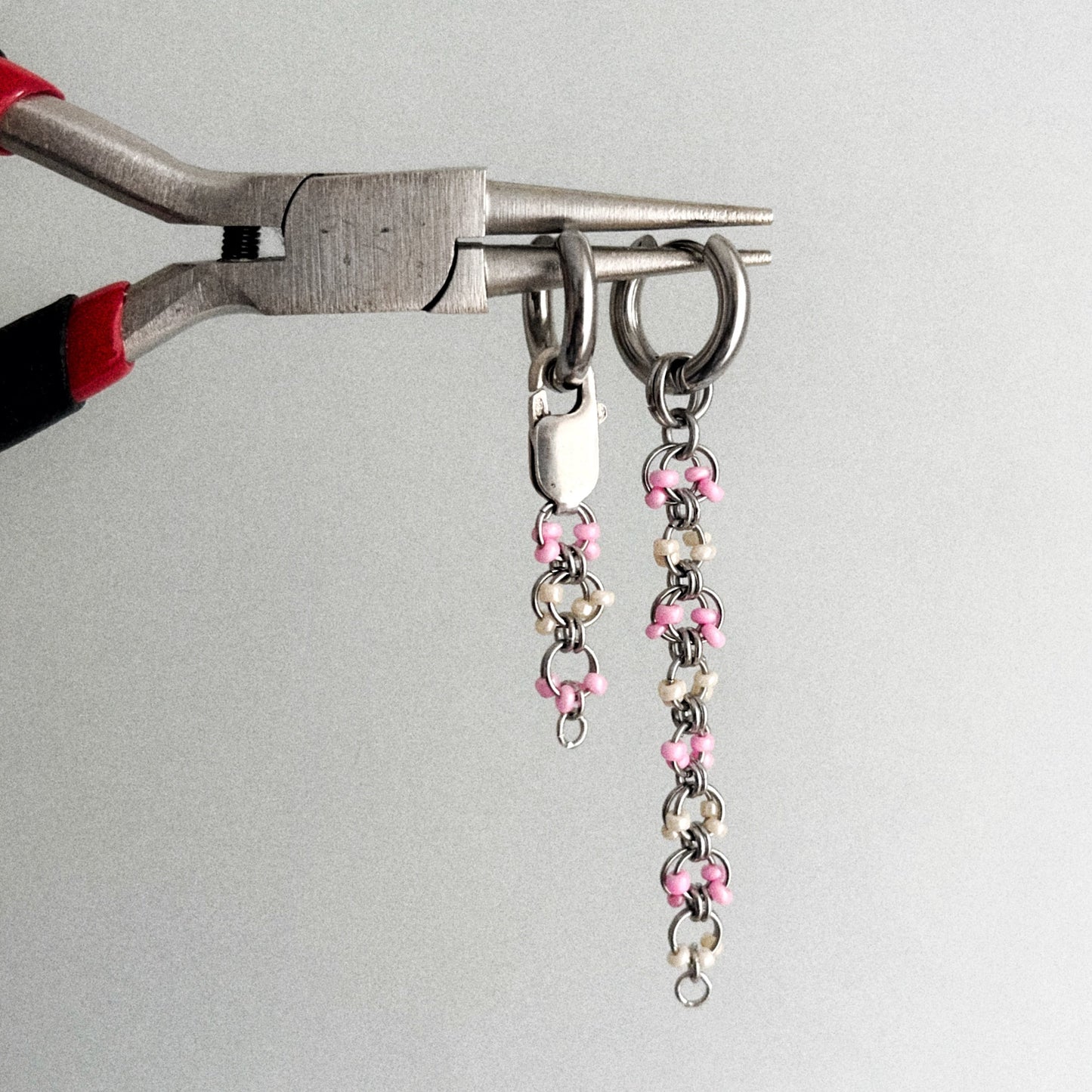 Pair of earrings - Pink and beige pearls