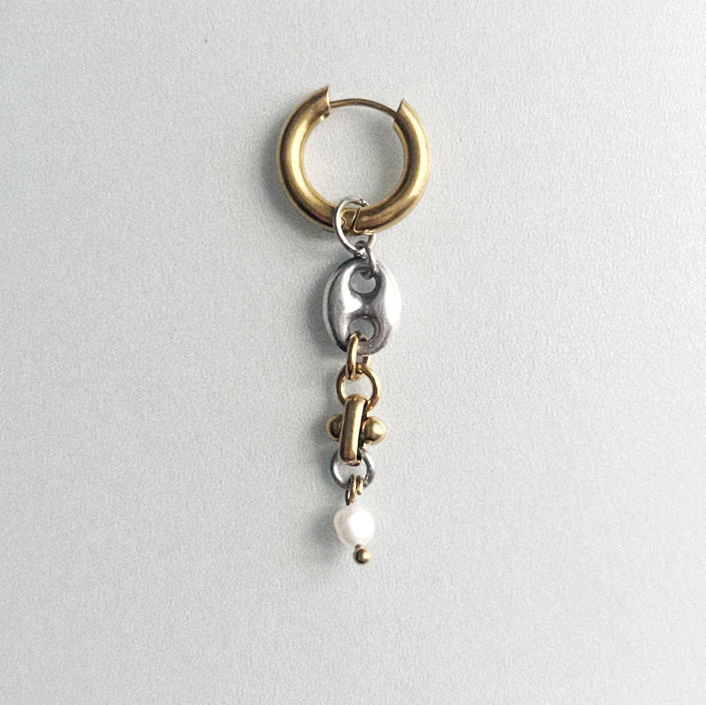 Boucle d'oreille - Grain de café & perle