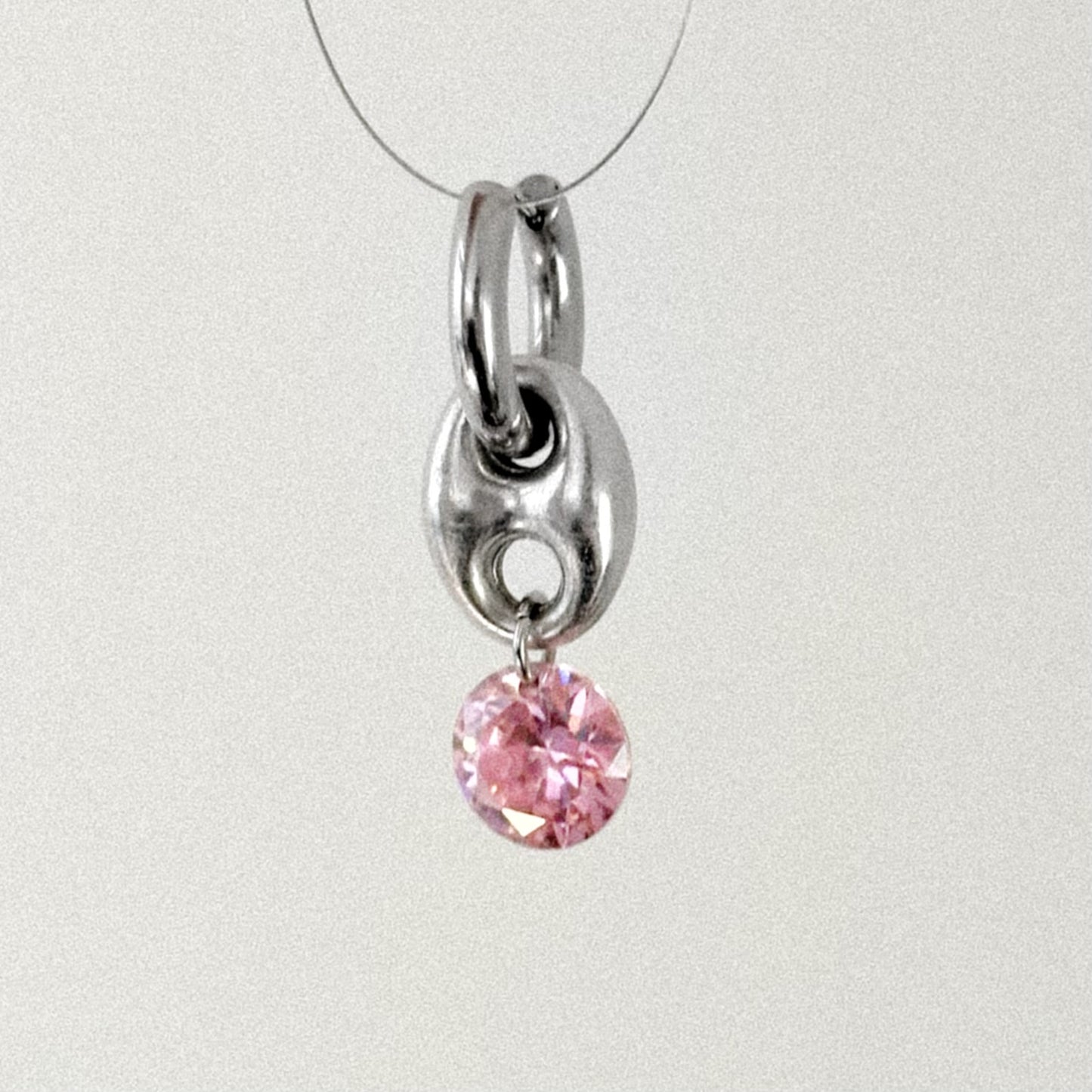 Boucle d'oreille - Grain de café & pendentif rose