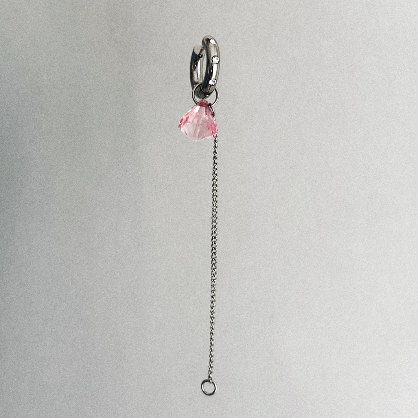 Earring - Rhinestone and pink pearl hoop earring