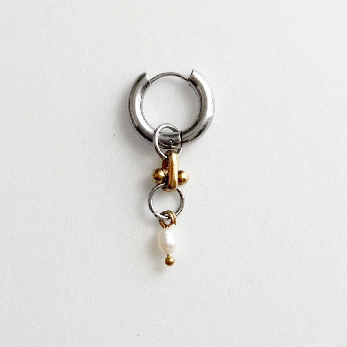 Boucle d'oreille - Acier inoxydable & perle d'eau douce