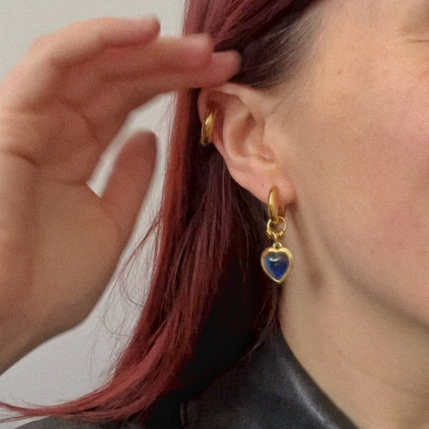 Boucle d'oreille - Coeur bleu