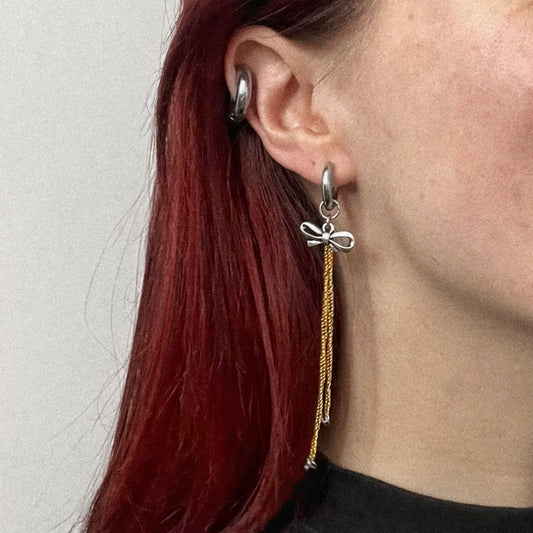 Boucle d'oreille - Noeud laiton argenté