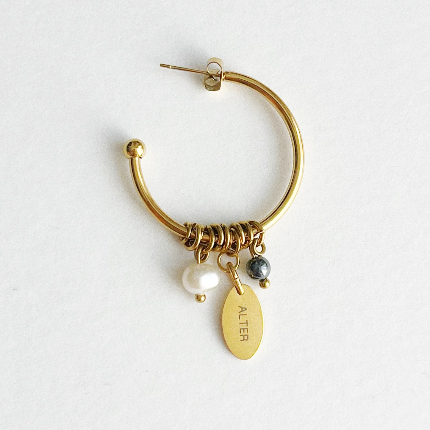 Boucle d'oreille - Créole & perles