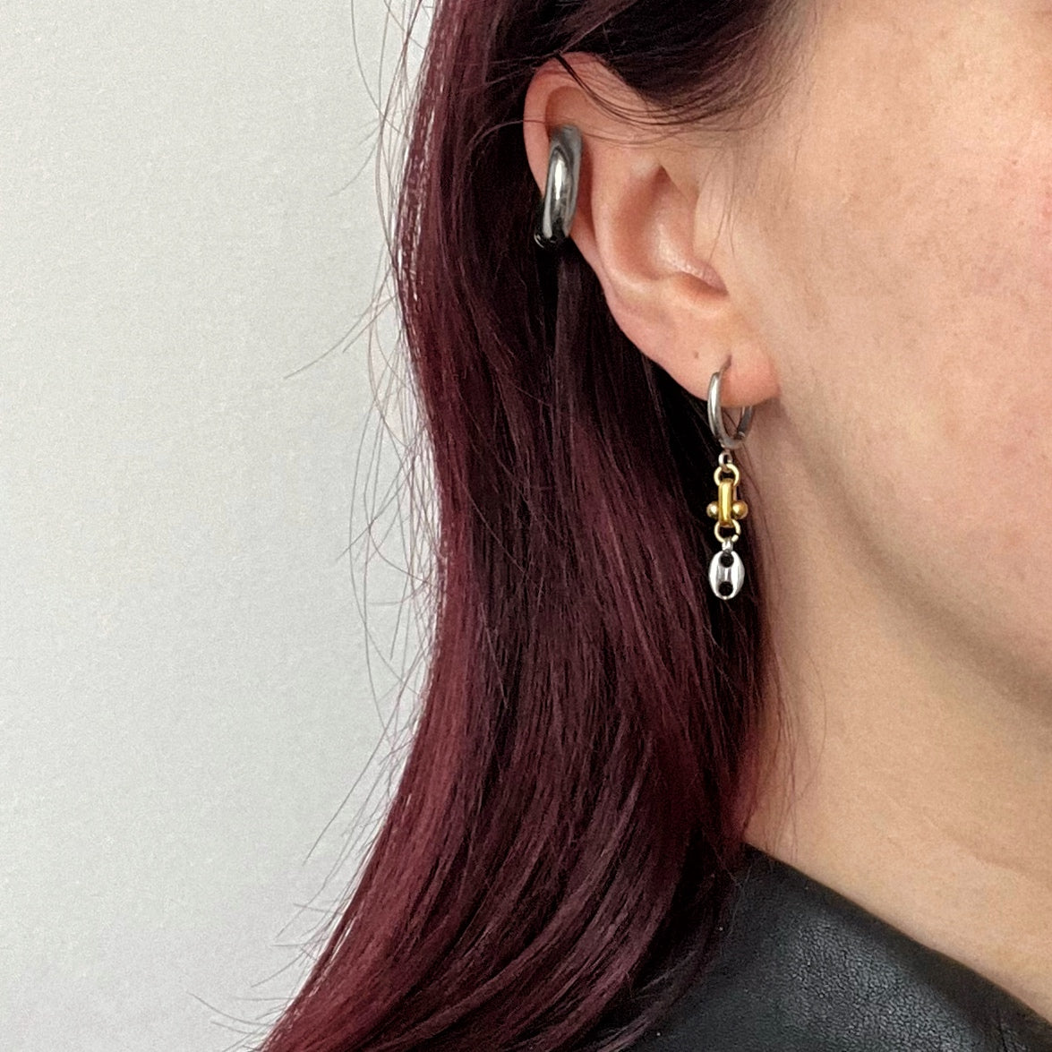 Boucle d'oreille - Grain de café argenté