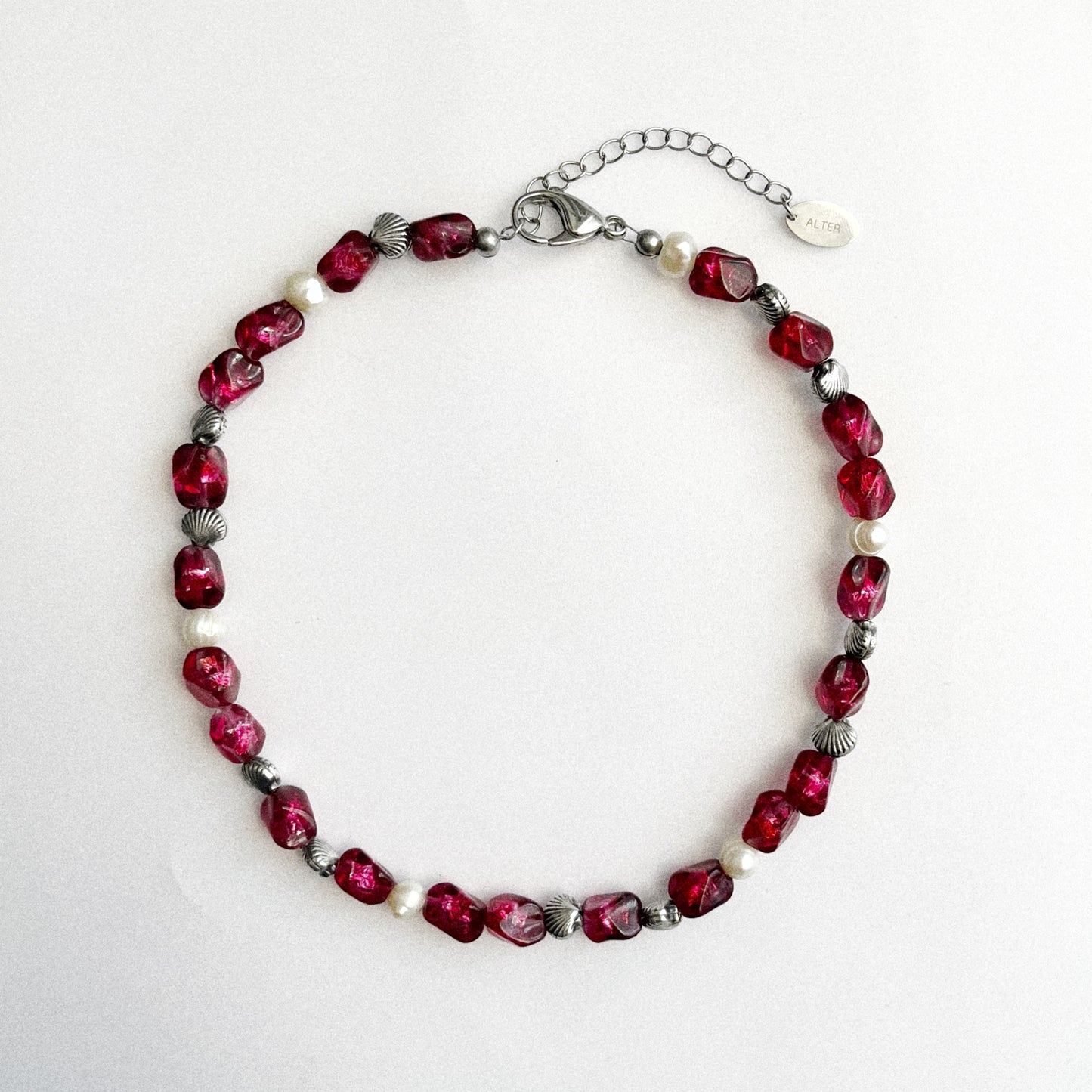 Collier perles & coquillages en argent