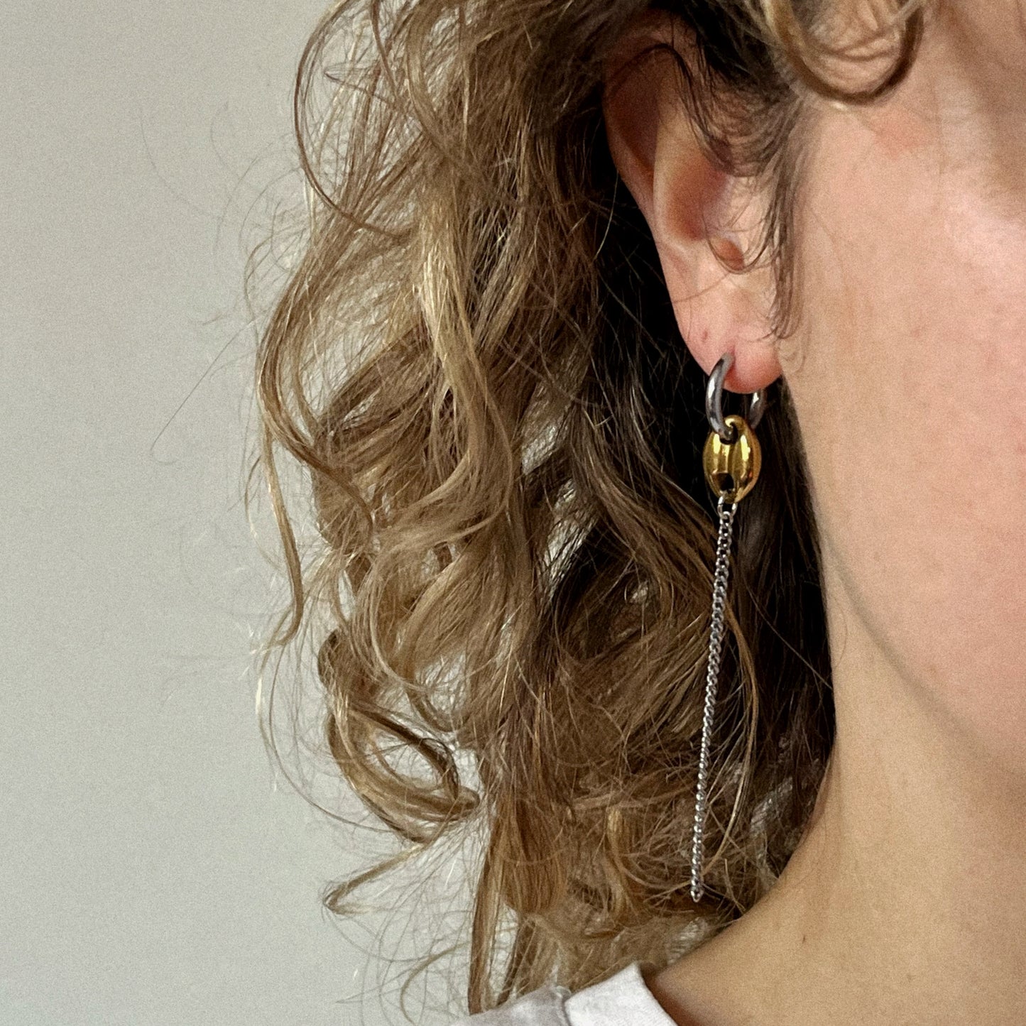 Boucle d'oreille - Grain de café doré