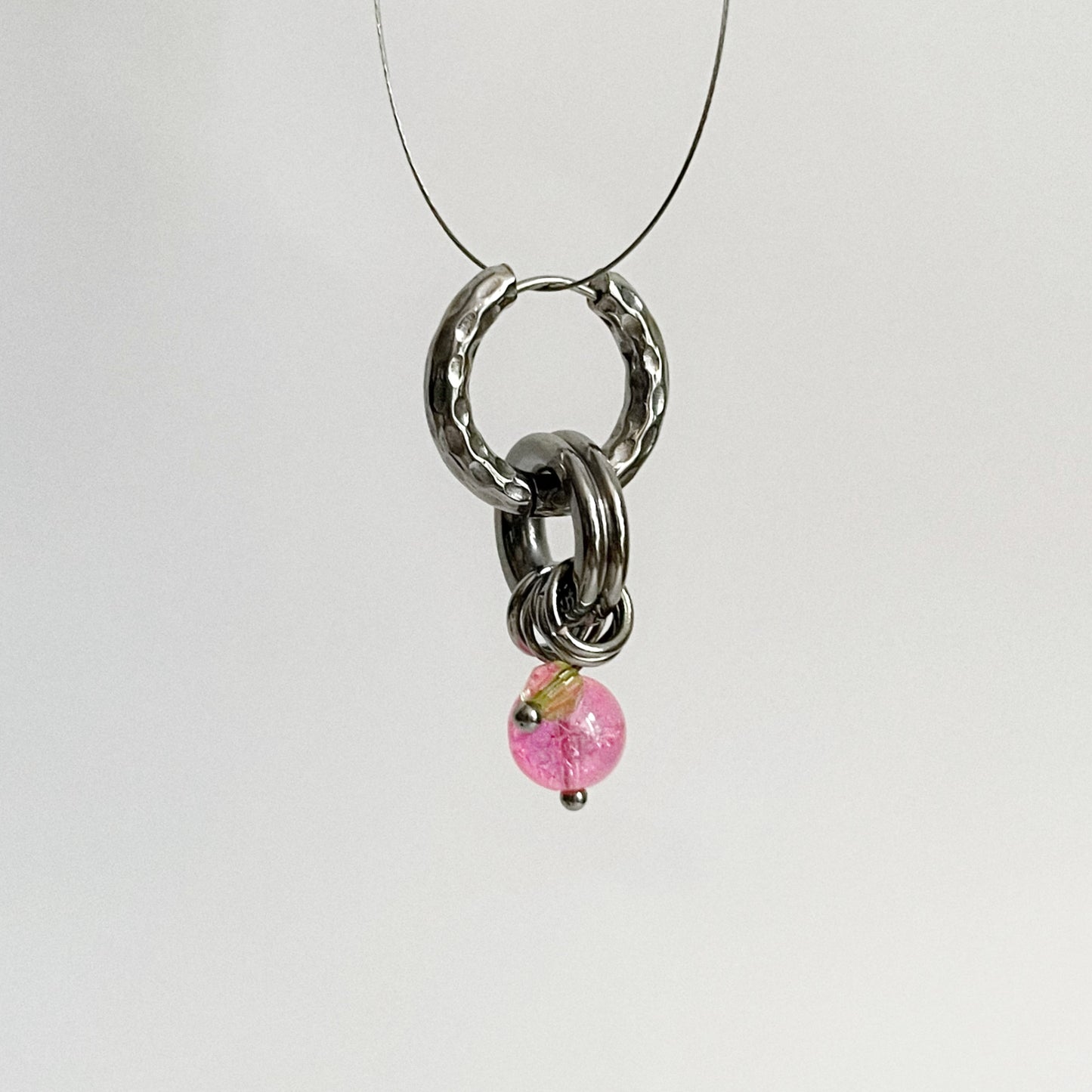 Boucle d'oreille - Perle rose