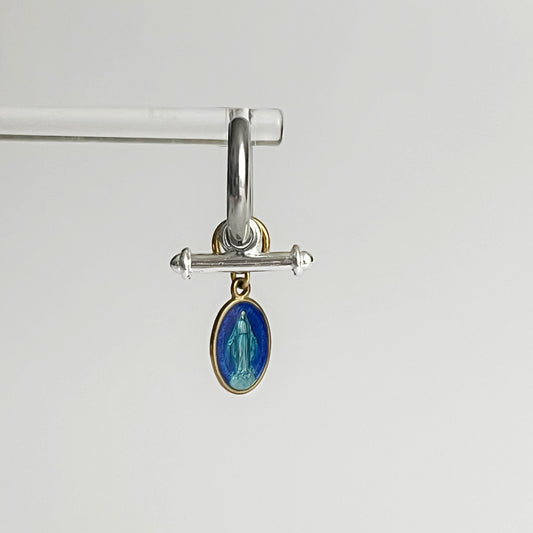 Boucle d'oreille - Médaillon bleu