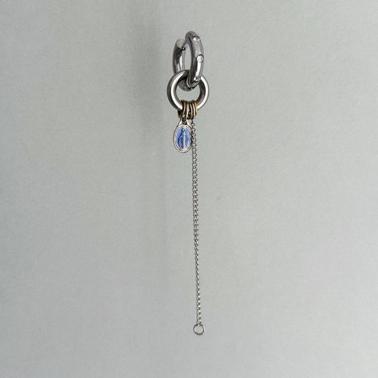 Boucle d'oreille - Médaillon bleu