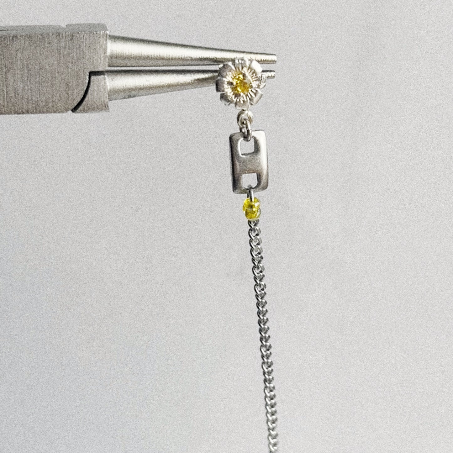 Boucle d'oreille - Argent & Perles jaunes