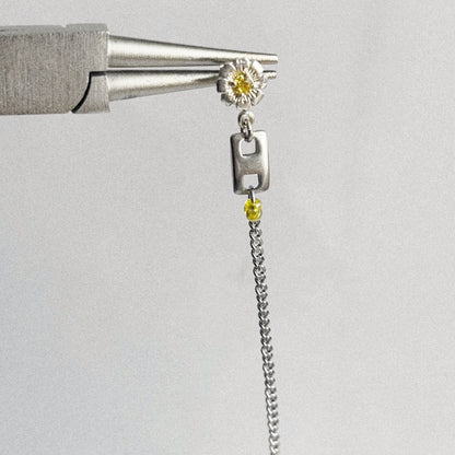 Boucle d'oreille - Argent & Perles jaunes