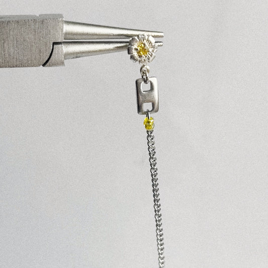 Boucle d'oreille - Argent & Perles jaunes