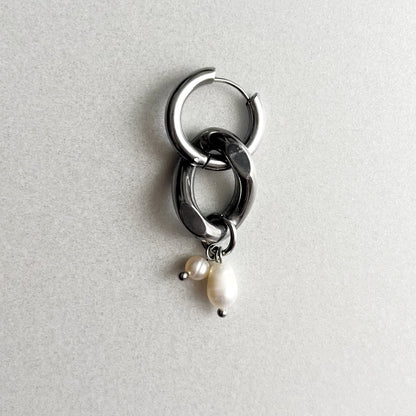 Boucle d'oreille - Perles d'eau douce & maillon acier