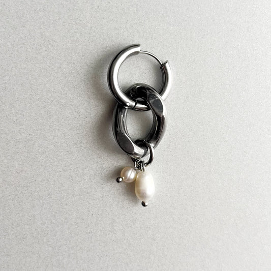 Boucle d'oreille - Perles d'eau douce & maillon acier