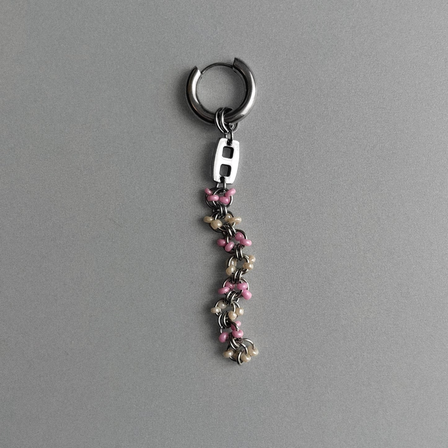 Boucle d'oreille - Perles rose & beige