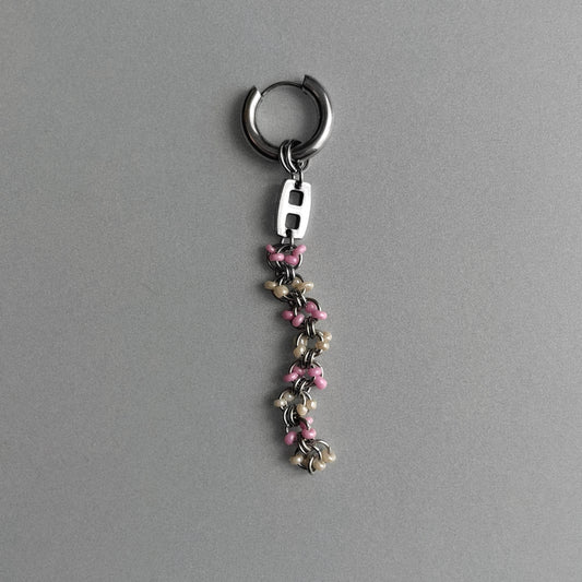 Boucle d'oreille - Perles rose & beige