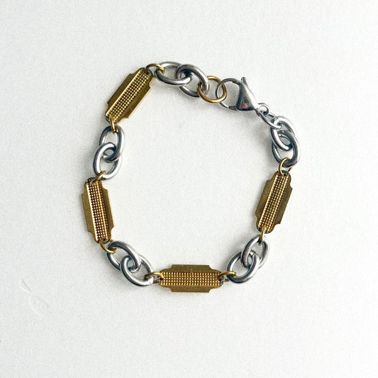 Bracelet - Maillons dorés texturés