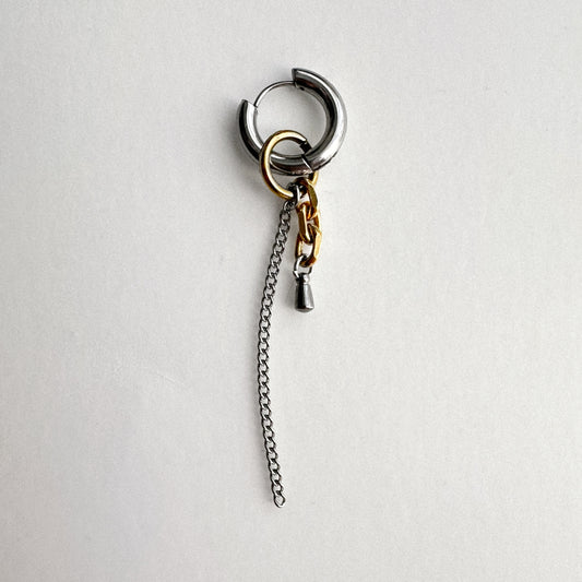 Boucle d'oreille - Chaîne & pampille en acier
