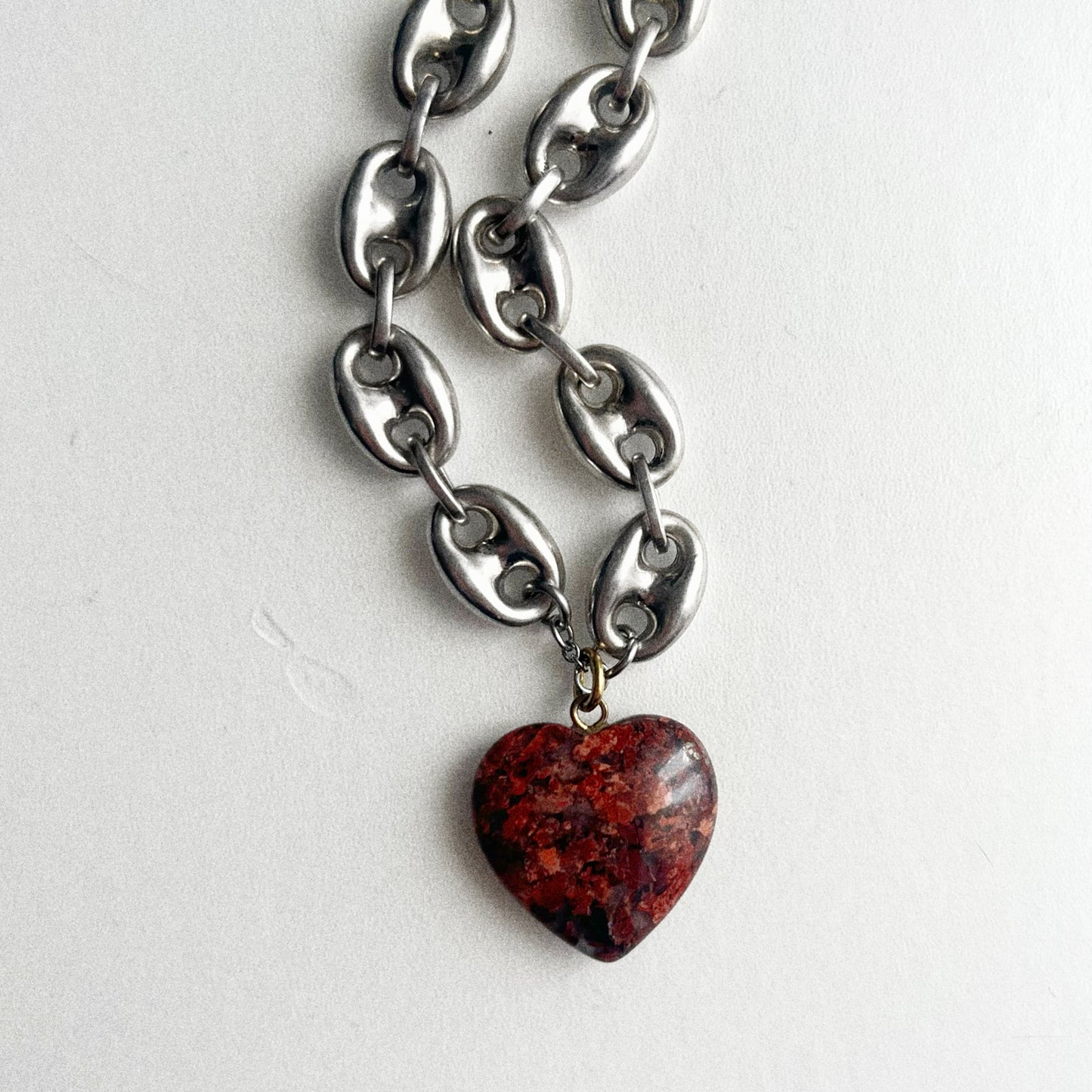 Collier - Coeur marbré rouge