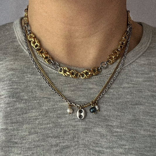 Collier - Laiton plaqué or et acier inoxydable
