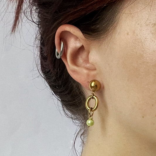 Boucle d'oreille - Perle verte