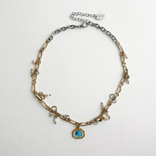 Collier - Médaillon & perles