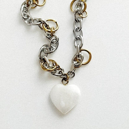 Collier coeur nacré