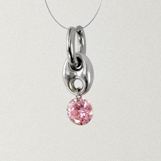 Boucle d'oreille - Grain de café & pendentif rose