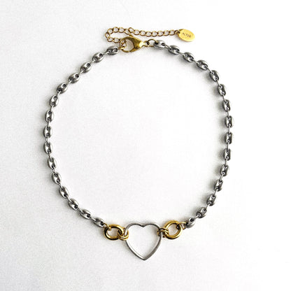 Collier - Grains de café & Coeur en argent
