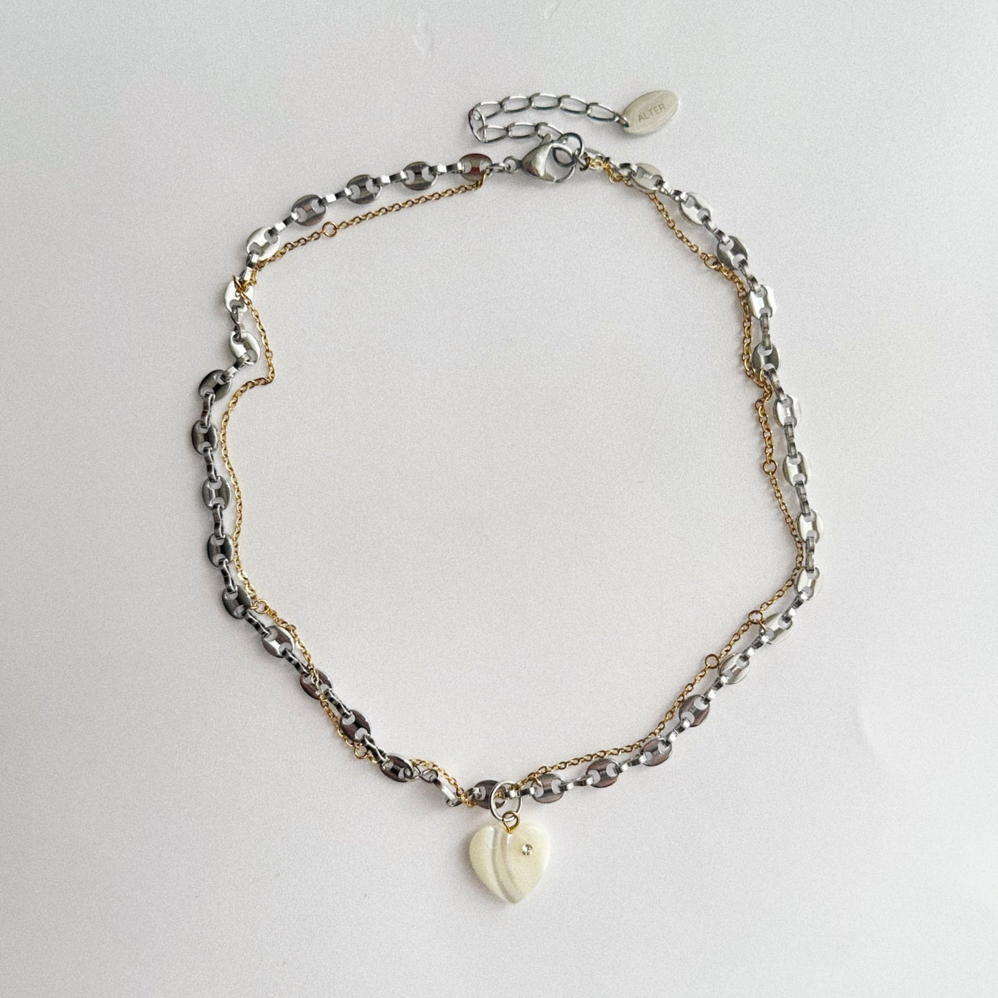 Collier - Coeur nacré strass