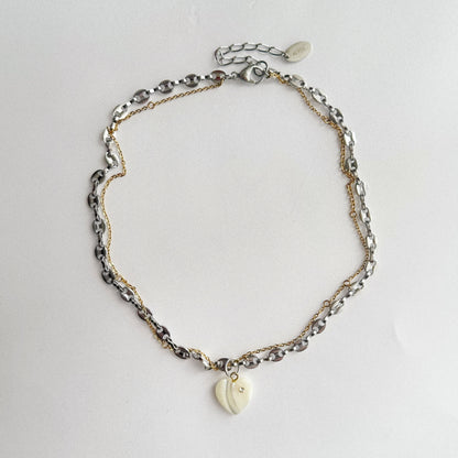 Collier - Coeur nacré strass