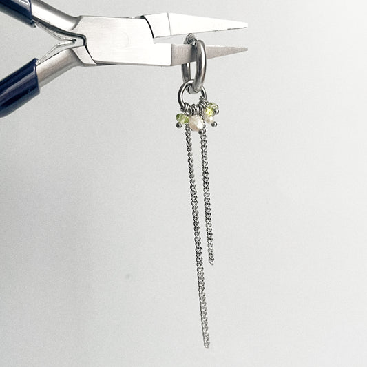 Boucle d'oreille - Perles eau douce & péridot