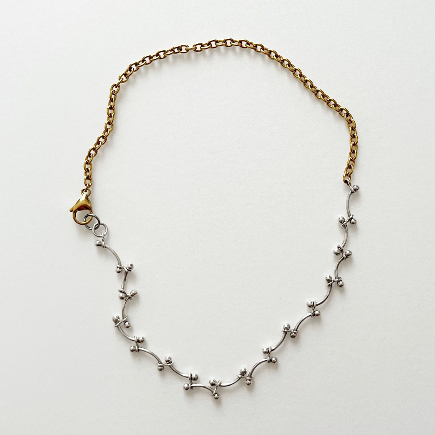 Collier argent & acier inoxydable