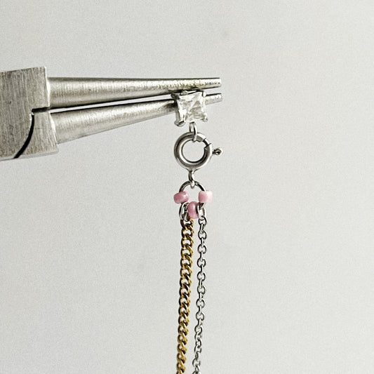 Boucle d’oreille - Strass zirconium & chaînes