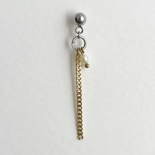 Boucle d'oreille - Perle d'eau douce & maille cubaine