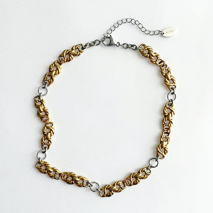 Collier - Laiton plaqué or et acier inoxydable
