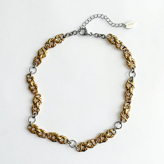 Collier - Laiton plaqué or et acier inoxydable