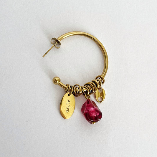 Boucle d'oreille - Perle grenat