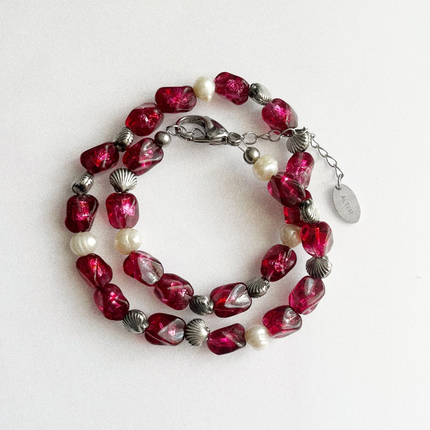 Collier perles & coquillages en argent