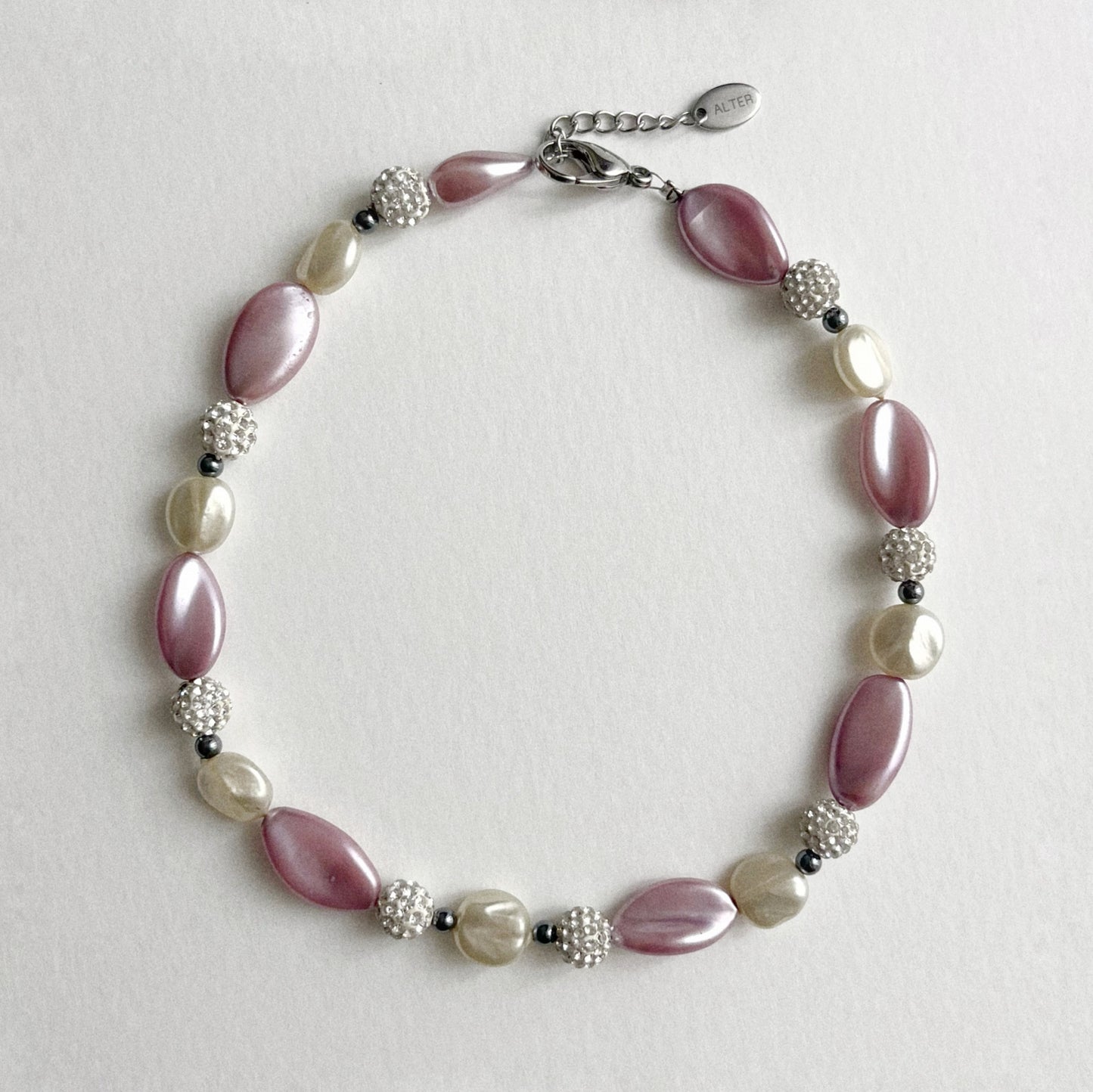 Collier de perles - Shamballa blanc