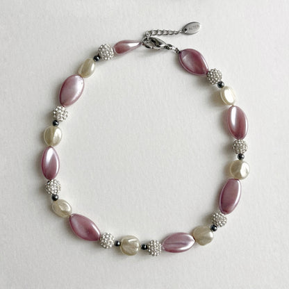 Collier de perles - Shamballa blanc