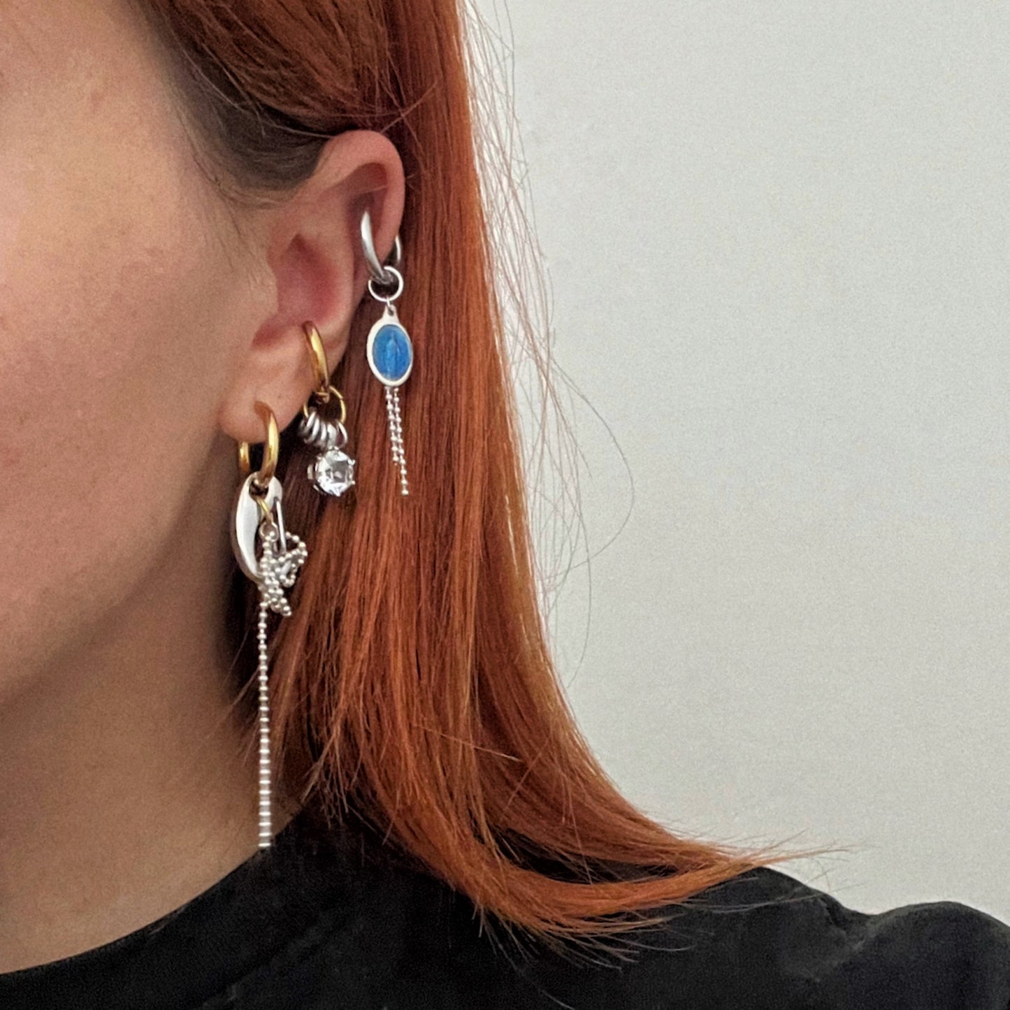 Boucle d'oreille - Mousqueton & chaîne