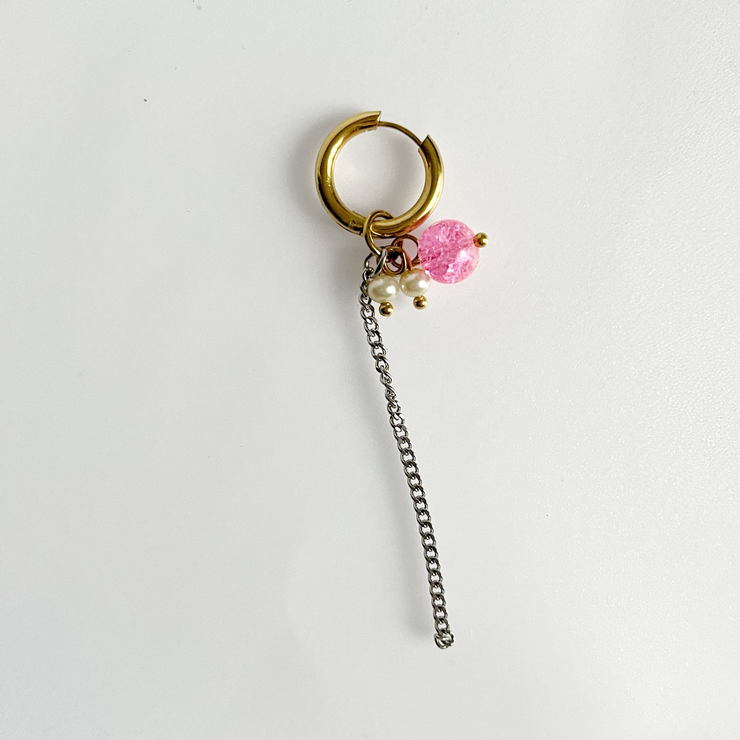 Boucle d'oreille - Perle rose