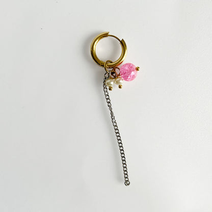 Boucle d'oreille - Perle rose