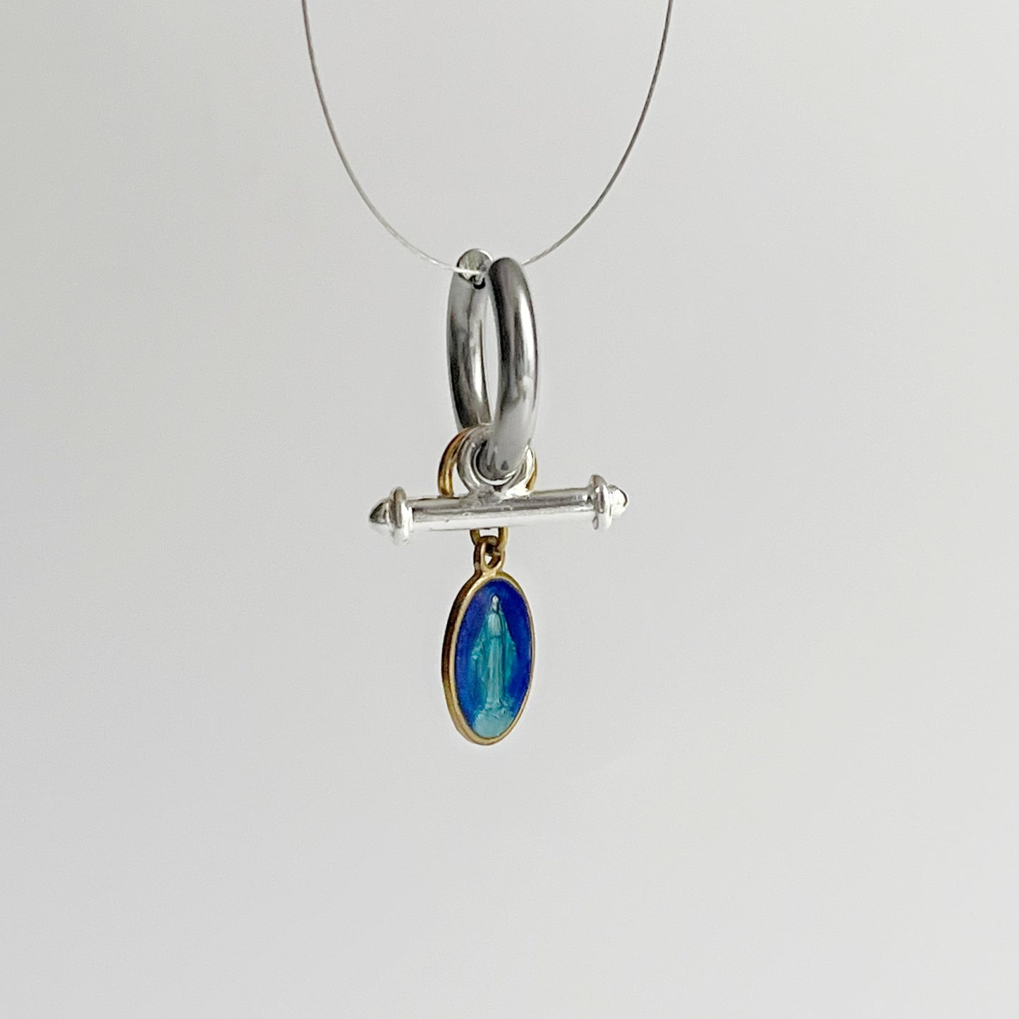Boucle d'oreille - Médaillon bleu