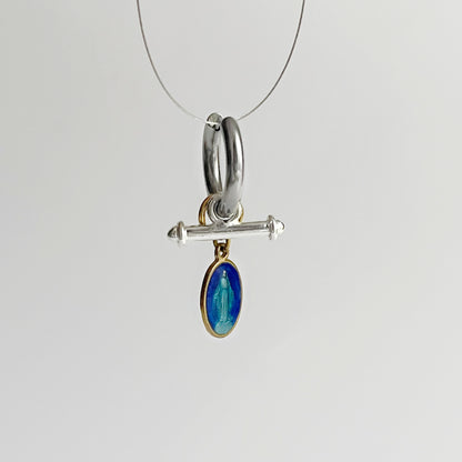 Boucle d'oreille - Médaillon bleu
